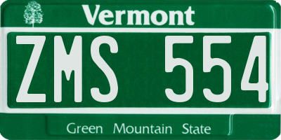 VT license plate ZMS554