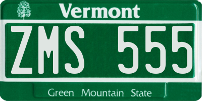 VT license plate ZMS555