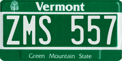 VT license plate ZMS557