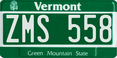 VT license plate ZMS558