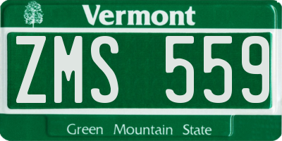 VT license plate ZMS559