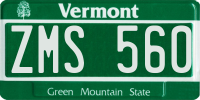 VT license plate ZMS560