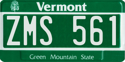 VT license plate ZMS561
