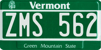 VT license plate ZMS562