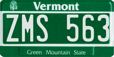 VT license plate ZMS563