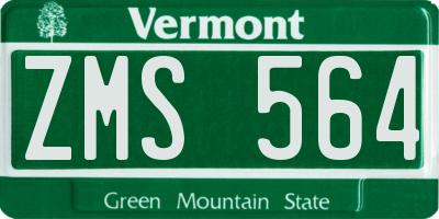 VT license plate ZMS564