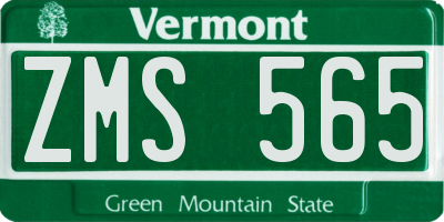 VT license plate ZMS565
