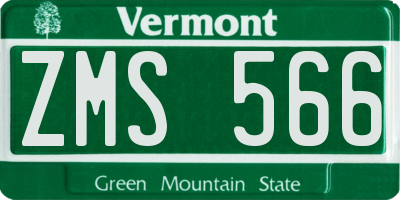 VT license plate ZMS566