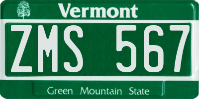 VT license plate ZMS567