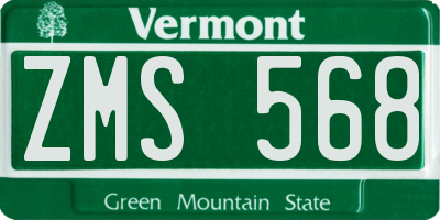 VT license plate ZMS568