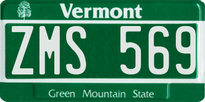 VT license plate ZMS569