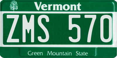 VT license plate ZMS570