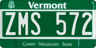 VT license plate ZMS572