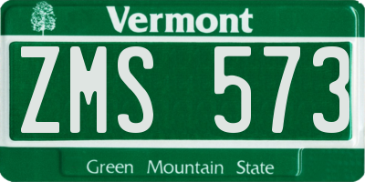 VT license plate ZMS573