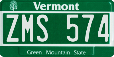 VT license plate ZMS574
