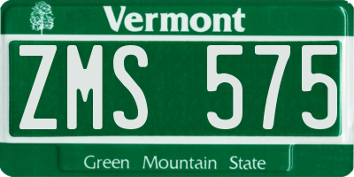 VT license plate ZMS575