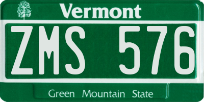 VT license plate ZMS576
