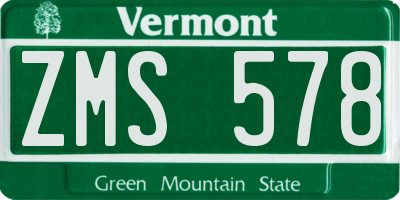 VT license plate ZMS578