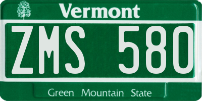 VT license plate ZMS580