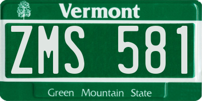 VT license plate ZMS581