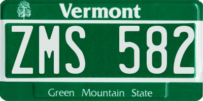 VT license plate ZMS582