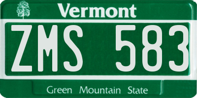 VT license plate ZMS583