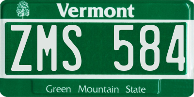 VT license plate ZMS584