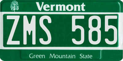 VT license plate ZMS585