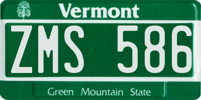 VT license plate ZMS586