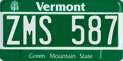 VT license plate ZMS587
