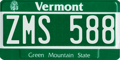 VT license plate ZMS588