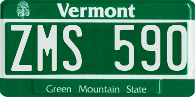 VT license plate ZMS590