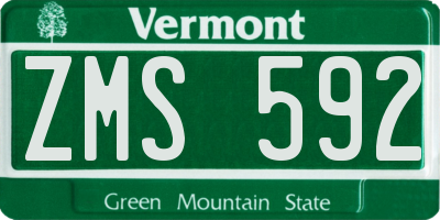 VT license plate ZMS592