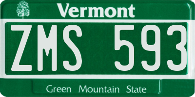 VT license plate ZMS593