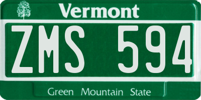 VT license plate ZMS594