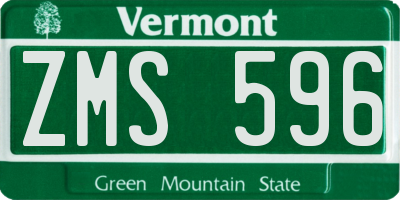 VT license plate ZMS596