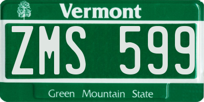 VT license plate ZMS599