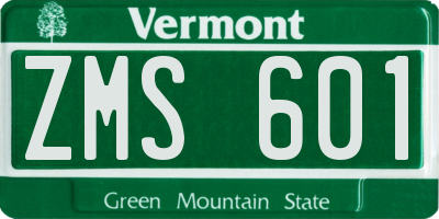VT license plate ZMS601