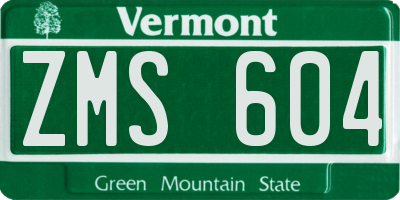 VT license plate ZMS604