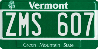 VT license plate ZMS607