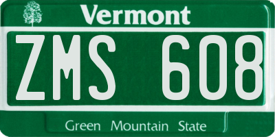 VT license plate ZMS608