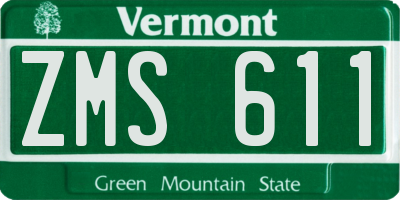 VT license plate ZMS611