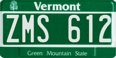 VT license plate ZMS612