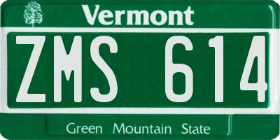 VT license plate ZMS614