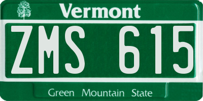 VT license plate ZMS615