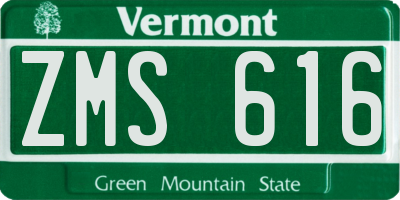 VT license plate ZMS616