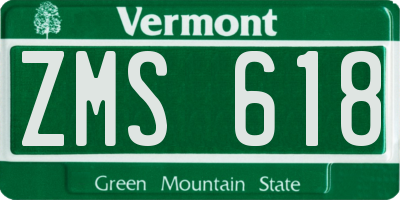 VT license plate ZMS618