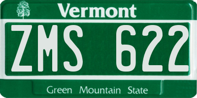 VT license plate ZMS622