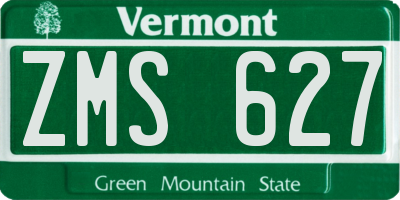 VT license plate ZMS627