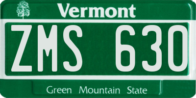 VT license plate ZMS630